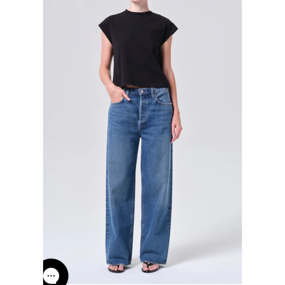Agolde Low Slung Baggy Wide-Leg Jeans Women's Size 32 Blue Denim Medium Wash